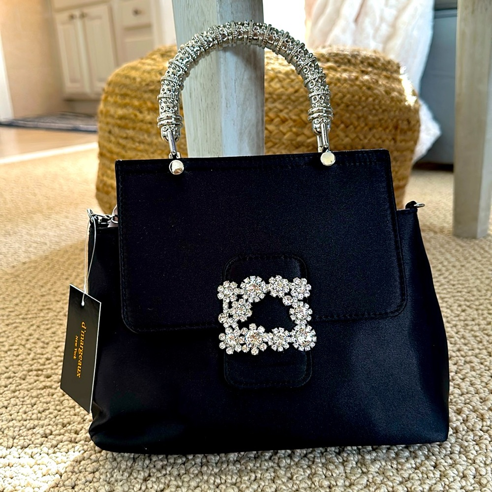 Black satin dress bag